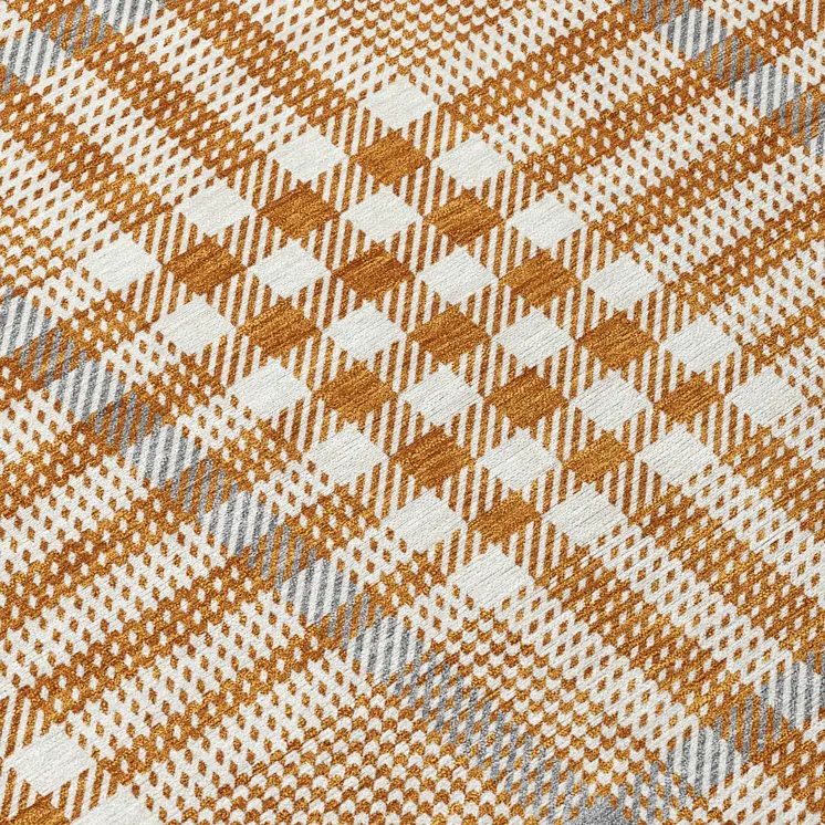 9' X 12' Brown Beige And Beige Plaid Washable Indoor Outdoor Area Rug