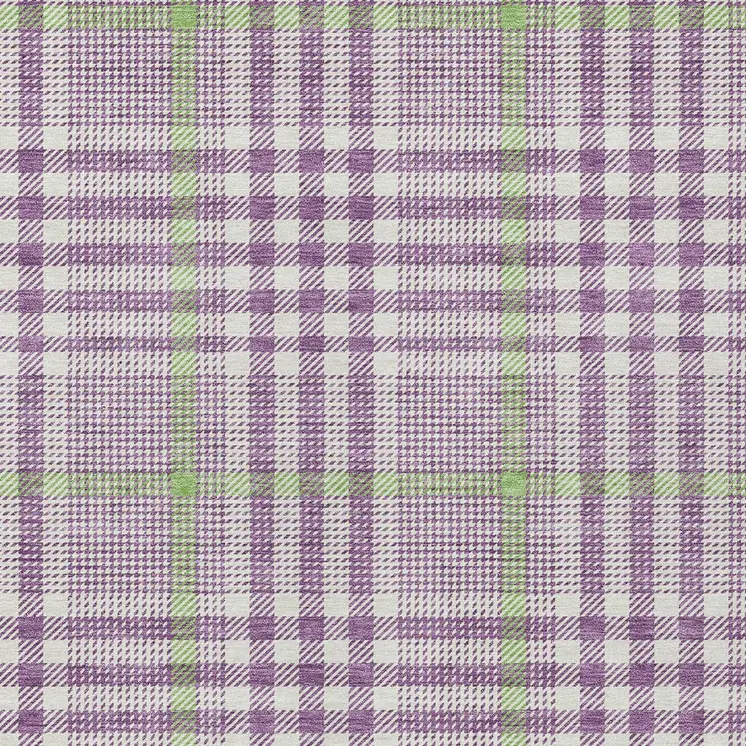3' X 5' Purple Green And Ivory Plaid Washable Indoor Outdoor Area Rug