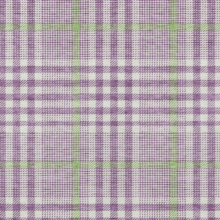 5' X 8' Purple Green And Ivory Plaid Washable Indoor Outdoor Area Rug