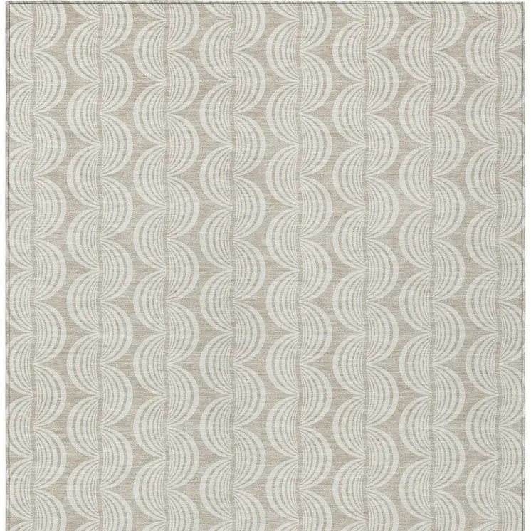 8' X 10' Beige And Ivory Ogee Washable Indoor Outdoor Area Rug