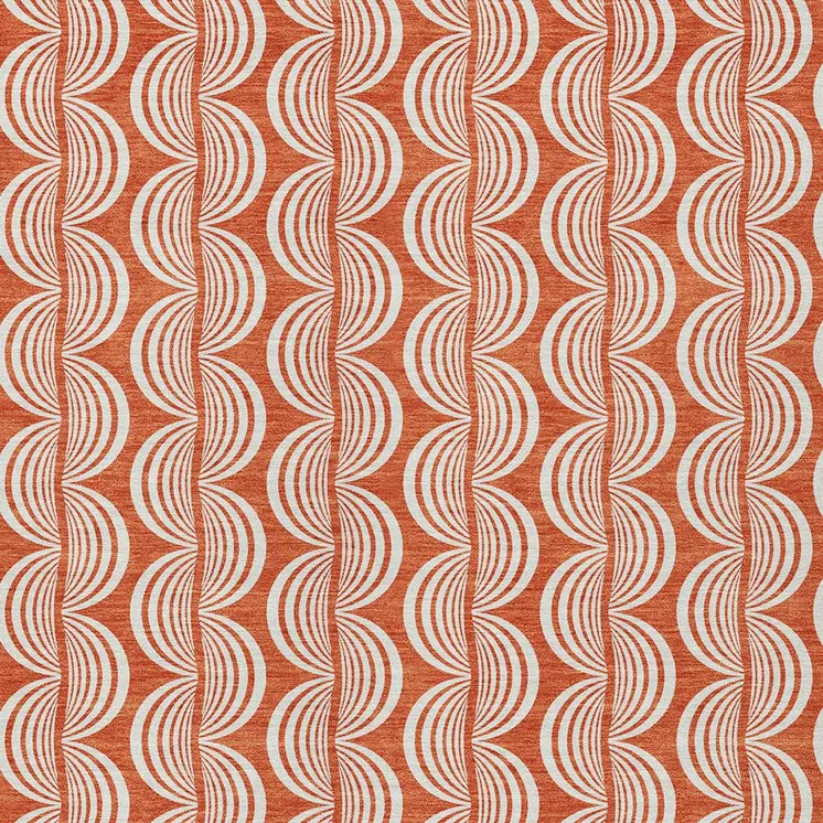 8' X 10' Coral And Beige Ogee Washable Indoor Outdoor Area Rug