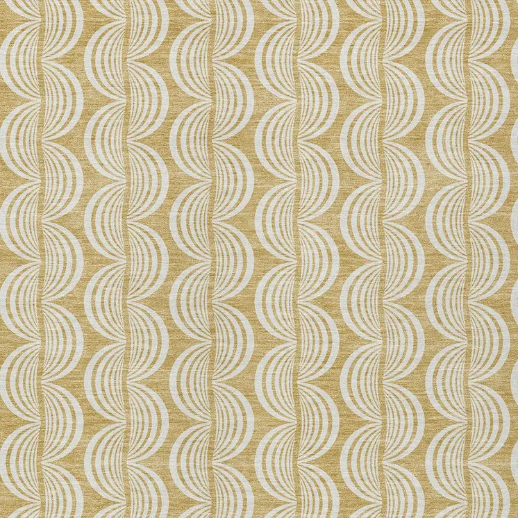8' X 10' Gold And Beige Ogee Washable Indoor Outdoor Area Rug