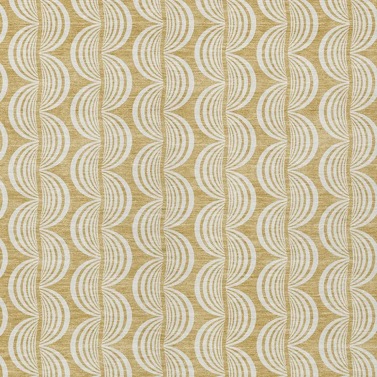 9' X 12' Gold And Beige Ogee Washable Indoor Outdoor Area Rug