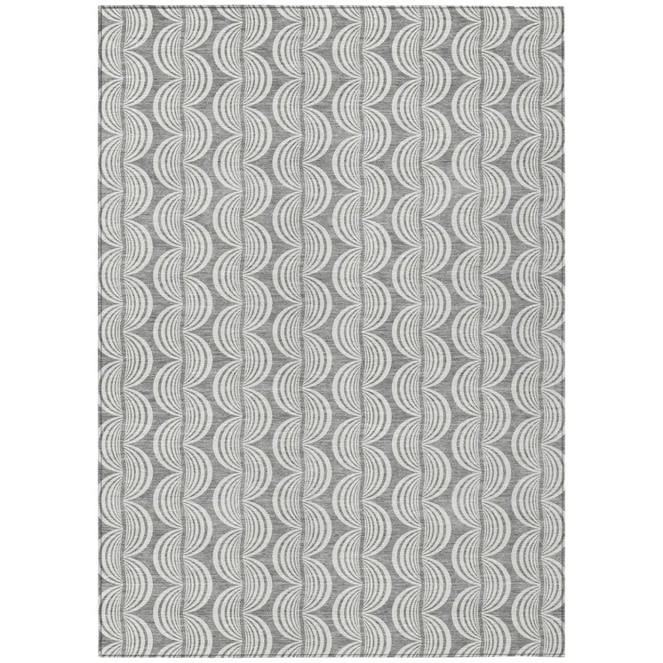 5' X 8' Gray And Ivory Ogee Washable Indoor Outdoor Area Rug