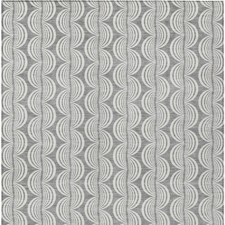 10' X 14' Gray And Ivory Ogee Washable Indoor Outdoor Area Rug