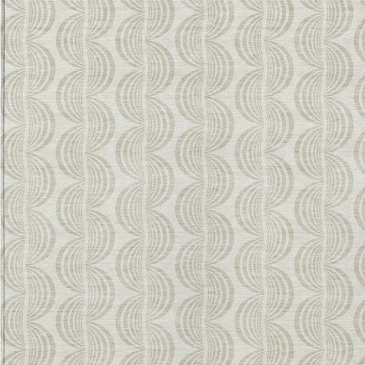 3' X 5' Ivory And Beige Ogee Washable Indoor Outdoor Area Rug