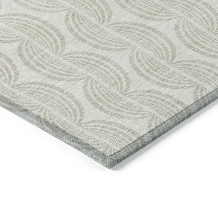 8' X 10' Ivory And Beige Ogee Washable Indoor Outdoor Area Rug