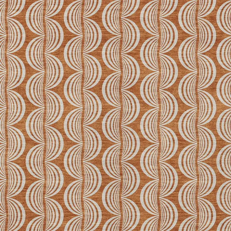 3' X 5' Copper And Beige Ogee Washable Indoor Outdoor Area Rug