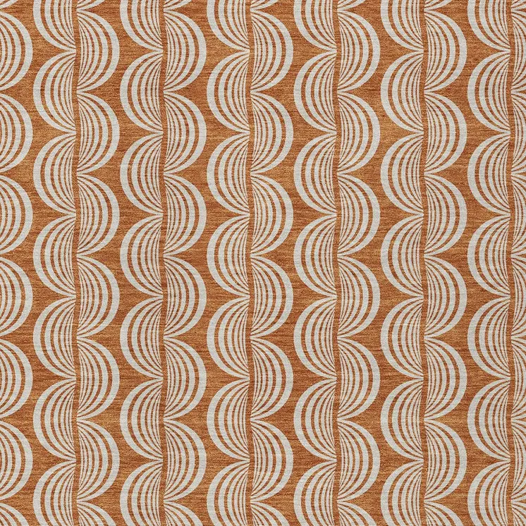 5' X 8' Copper And Beige Ogee Washable Indoor Outdoor Area Rug