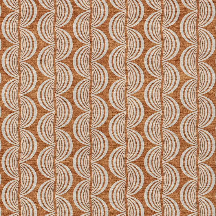 8' X 10' Copper And Beige Ogee Washable Indoor Outdoor Area Rug