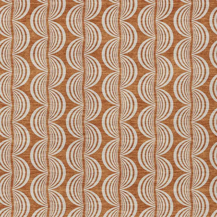 9' X 12' Copper And Beige Ogee Washable Indoor Outdoor Area Rug