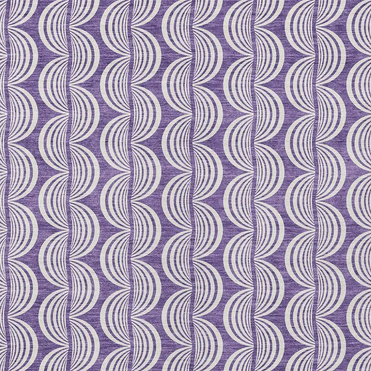 3' X 5' Purple And Ivory Ogee Washable Indoor Outdoor Area Rug