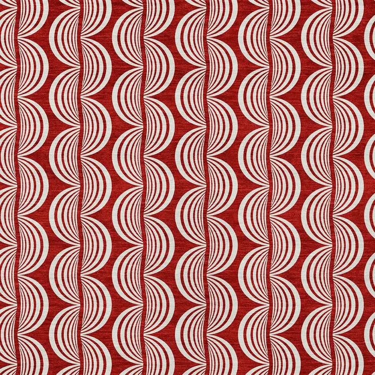 5' X 8' Red And Ivory Ogee Washable Indoor Outdoor Area Rug