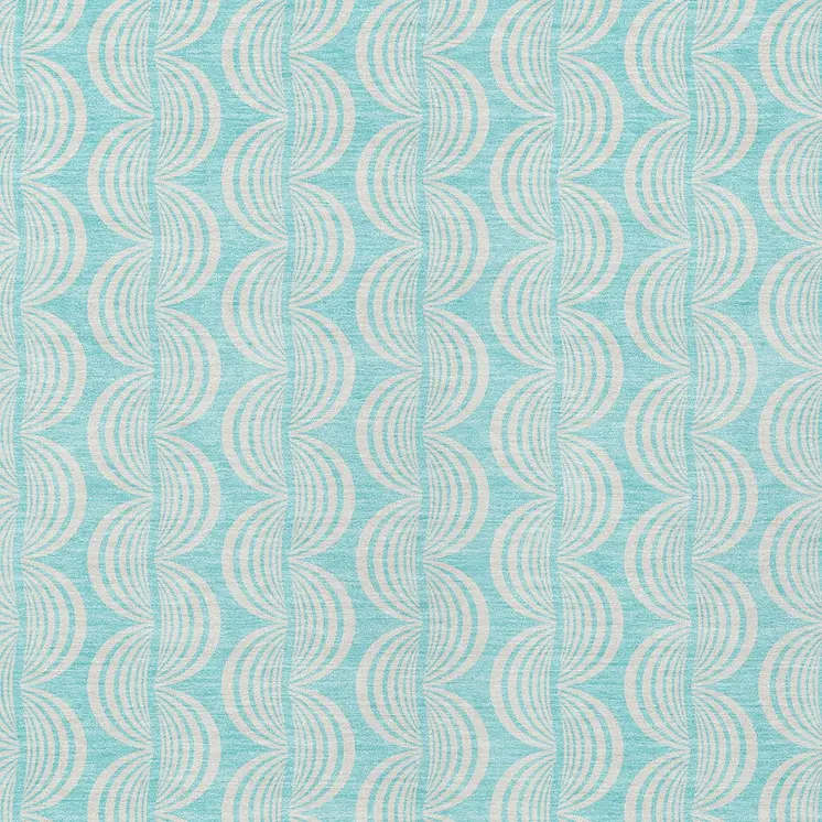 8' X 10' Aqua And Beige Ogee Washable Indoor Outdoor Area Rug