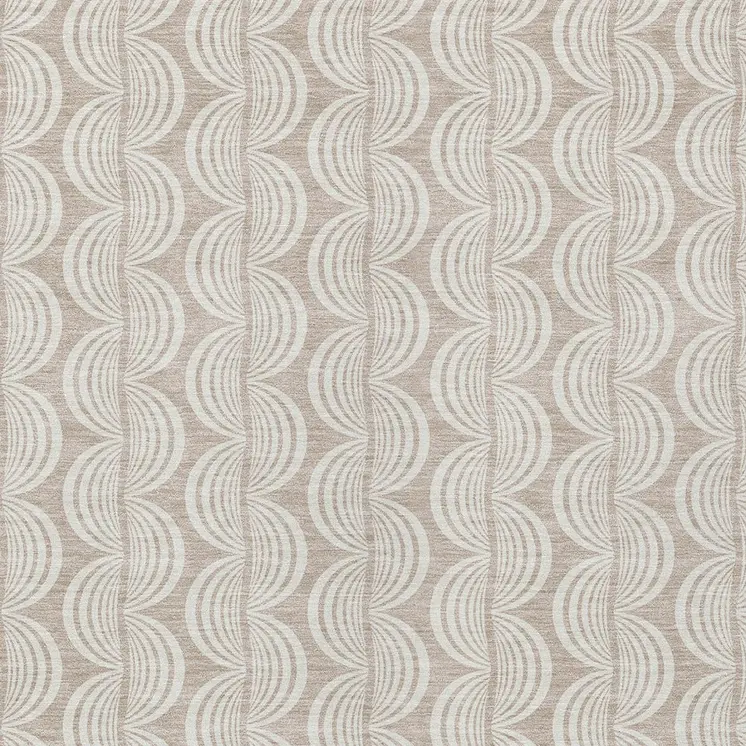 9' X 12' Khaki And Beige Ogee Washable Indoor Outdoor Area Rug