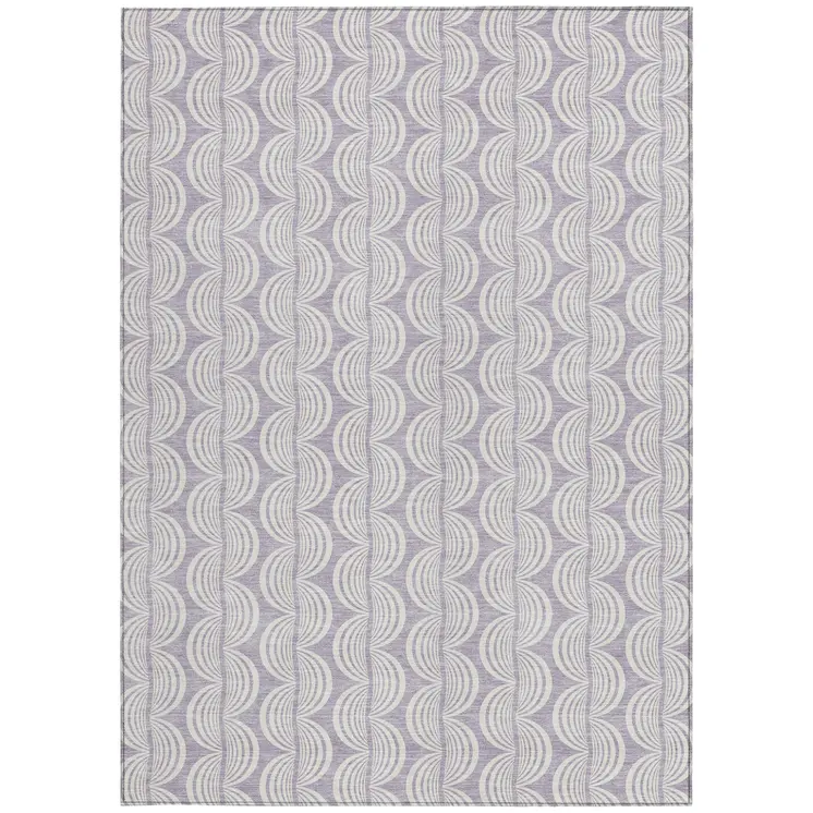 3' X 5' Lavender And Ivory Ogee Washable Indoor Outdoor Area Rug