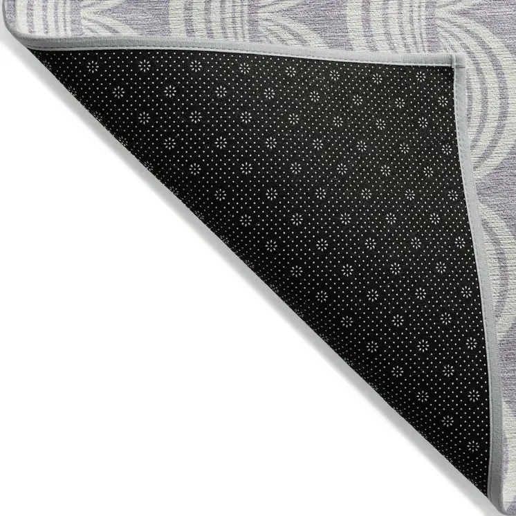 3' X 5' Lavender And Ivory Ogee Washable Indoor Outdoor Area Rug