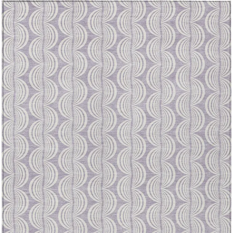 8' X 10' Lavender And Ivory Ogee Washable Indoor Outdoor Area Rug