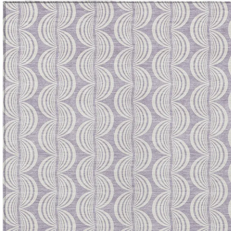 8' X 10' Lavender And Ivory Ogee Washable Indoor Outdoor Area Rug