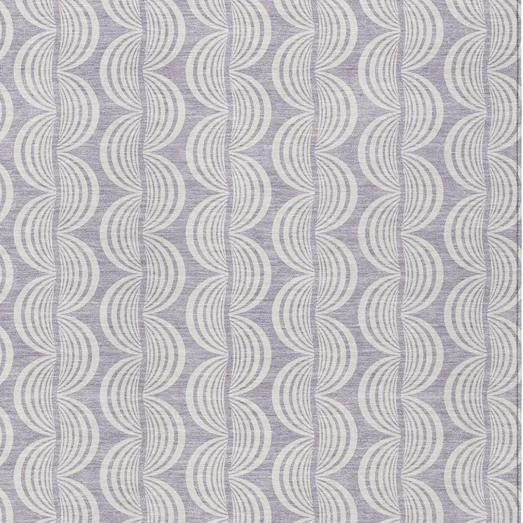 10' X 14' Lavender And Ivory Ogee Washable Indoor Outdoor Area Rug