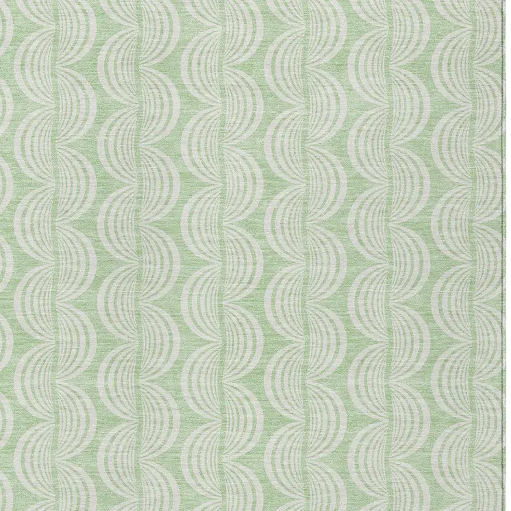 3' X 5' Mint Green And Beige Ogee Washable Indoor Outdoor Area Rug