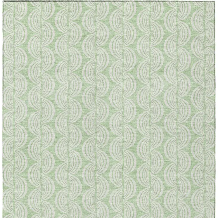 10' X 14' Mint Green And Beige Ogee Washable Indoor Outdoor Area Rug