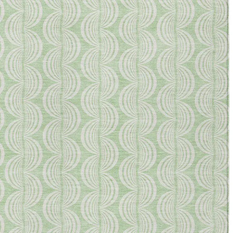 10' X 14' Mint Green And Beige Ogee Washable Indoor Outdoor Area Rug