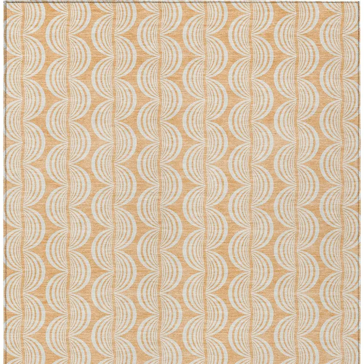 8' X 10' Peach And Beige Ogee Washable Indoor Outdoor Area Rug