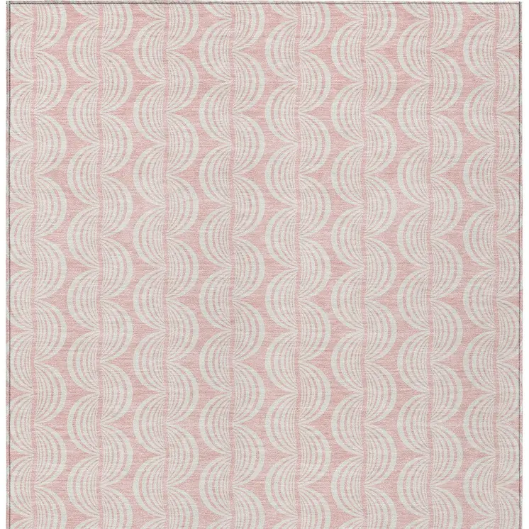 3' X 5' Pink And Gray Ogee Washable Indoor Outdoor Area Rug