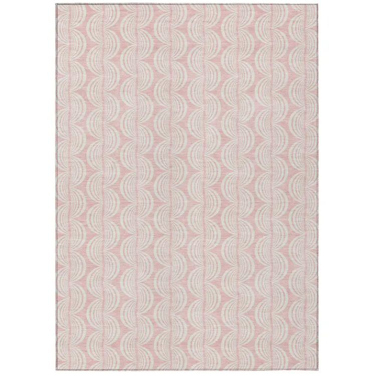 3' X 5' Pink And Gray Ogee Washable Indoor Outdoor Area Rug