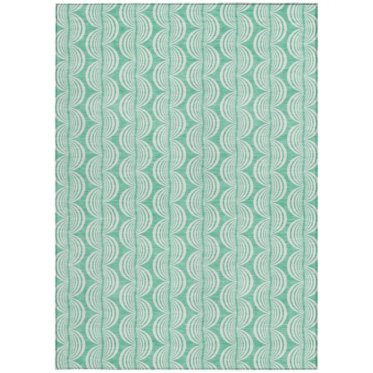 9' X 12' Blue And Ivory Ogee Washable Indoor Outdoor Area Rug