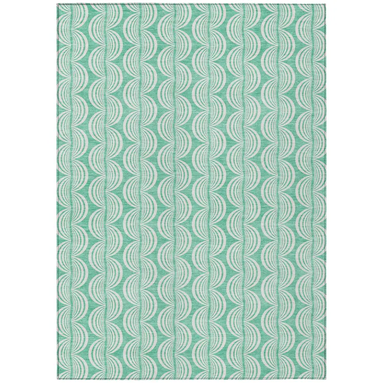 9' X 12' Blue And Ivory Ogee Washable Indoor Outdoor Area Rug