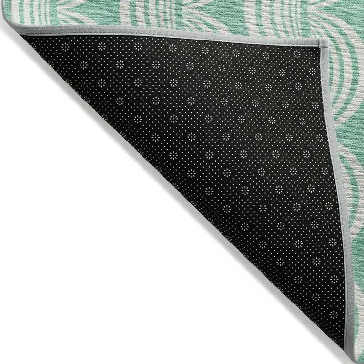 9' X 12' Blue And Ivory Ogee Washable Indoor Outdoor Area Rug