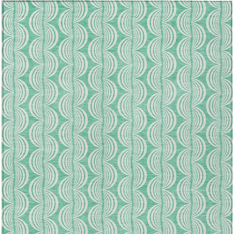 9' X 12' Blue And Ivory Ogee Washable Indoor Outdoor Area Rug