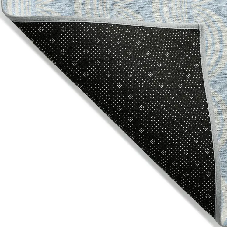 8' X 10' Sky Blue And Beige Ogee Washable Indoor Outdoor Area Rug