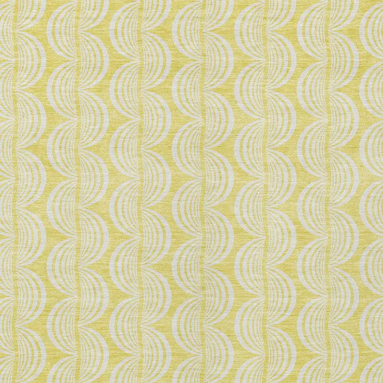 5' X 8' Yellow And Beige Ogee Washable Indoor Outdoor Area Rug