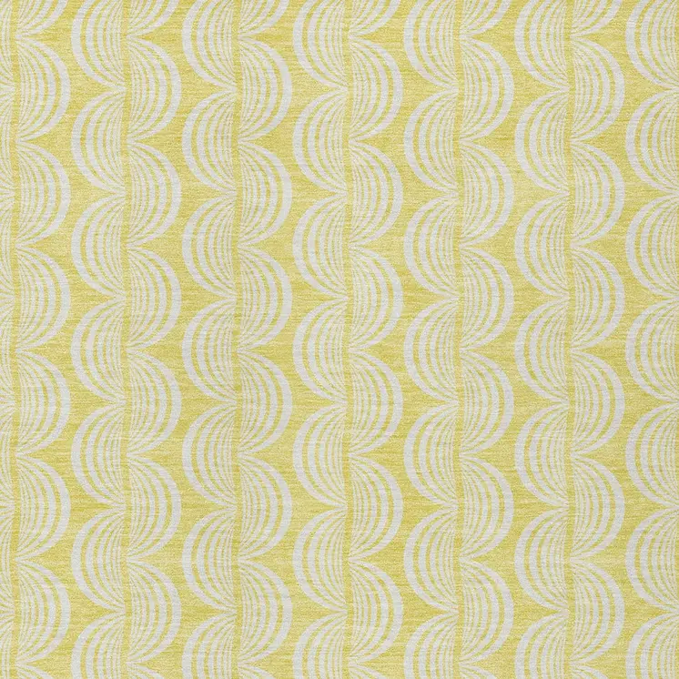 8' X 10' Yellow And Beige Ogee Washable Indoor Outdoor Area Rug