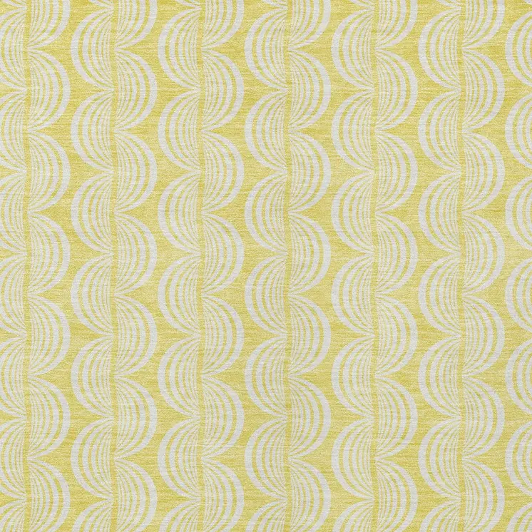 9' X 12' Yellow And Beige Ogee Washable Indoor Outdoor Area Rug