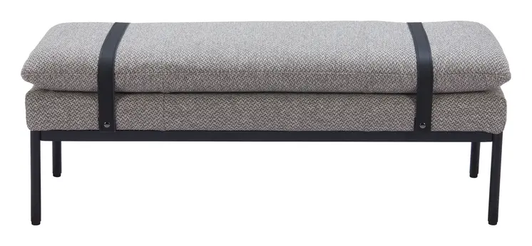 47" Gray and Black Fabric Upholstered Bench
