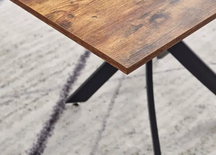 47" Brown and Black Wood and Metal Cross Leg Base Dining Table