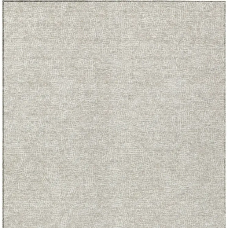 3' X 5' Beige And Ivory Geometric Washable Indoor Outdoor Area Rug