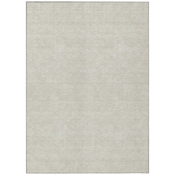3' X 5' Beige And Ivory Geometric Washable Indoor Outdoor Area Rug