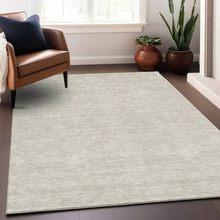 3' X 5' Beige And Ivory Geometric Washable Indoor Outdoor Area Rug