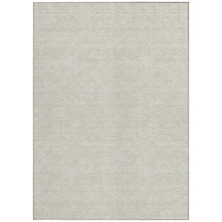 10' X 14' Beige And Ivory Geometric Washable Indoor Outdoor Area Rug