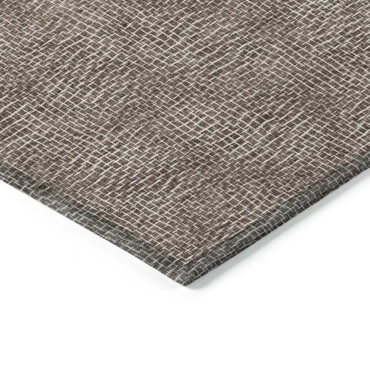 10' X 14' Brown And Ivory Geometric Washable Indoor Outdoor Area Rug