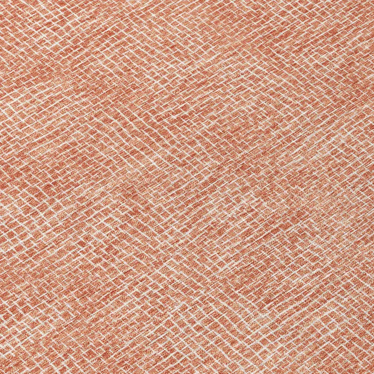 8' Copper And Ivory Round Geometric Washable Indoor Outdoor Area Rug