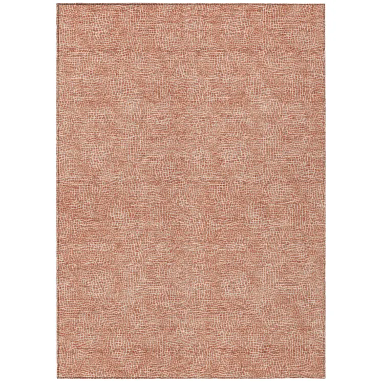 8' X 10' Copper And Ivory Geometric Washable Indoor Outdoor Area Rug
