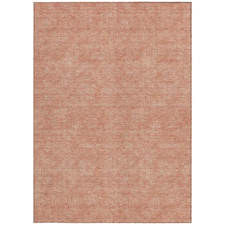 8' X 10' Copper And Ivory Geometric Washable Indoor Outdoor Area Rug
