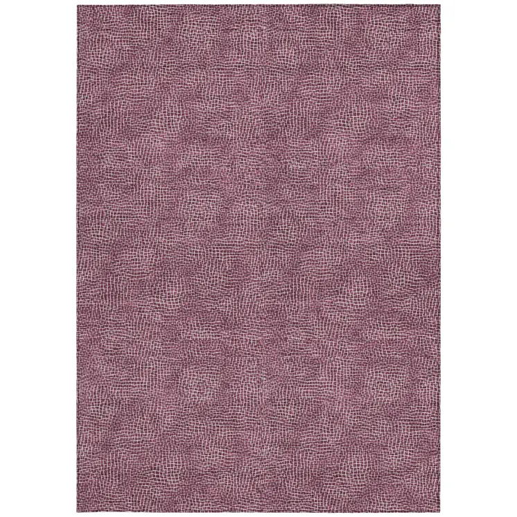 3' X 5' Eggplant And Ivory Geometric Washable Indoor Outdoor Area Rug