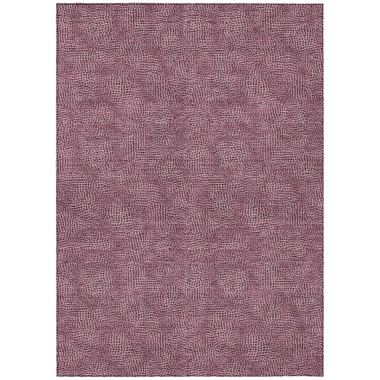 10' X 14' Eggplant And Ivory Geometric Washable Indoor Outdoor Area Rug